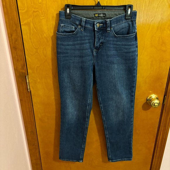 Lee Slim Fit Straight Leg Mid Rise Stretch Denim Jeans‎ Women's Size 4 Petite - Picture 2 of 16